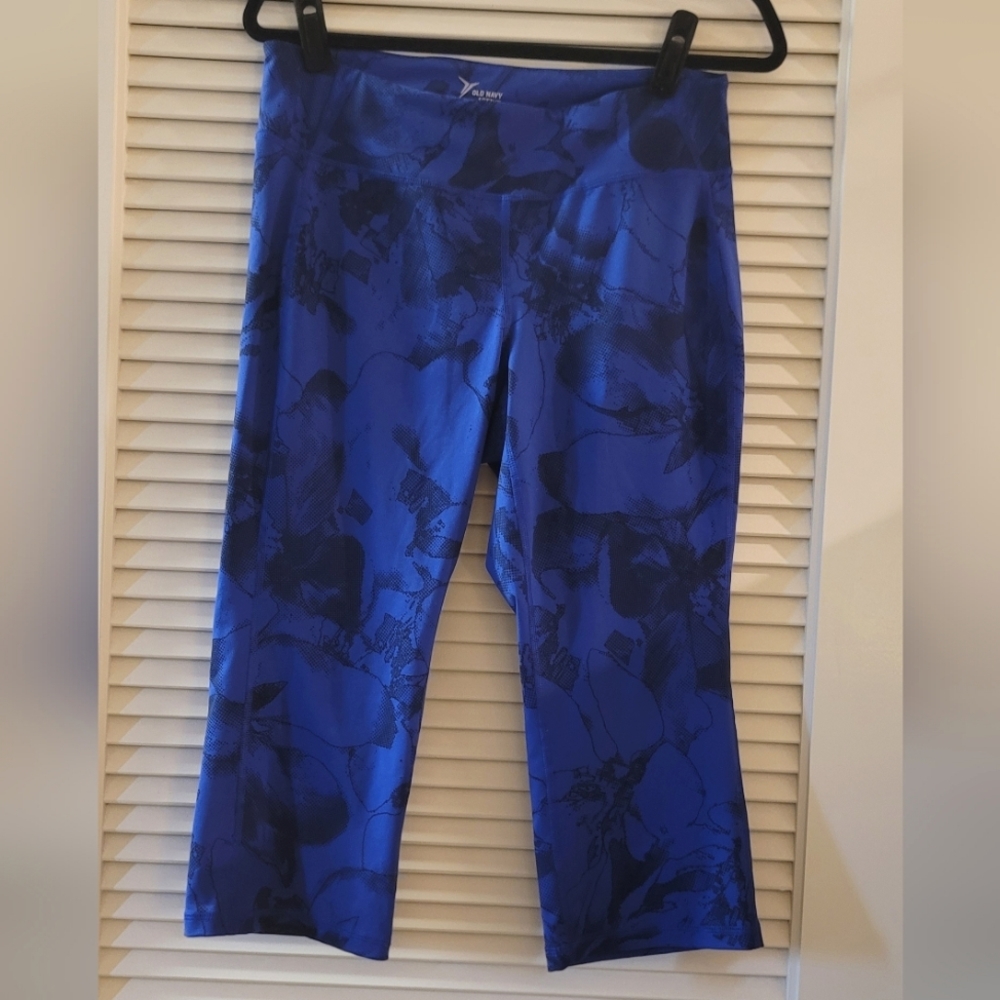 Old Navy - (Plus-Size) Blue & Black Go-Dry Floral Stretch Athletic Workout Pants